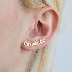 ARE YOU LOOKING FOR A UNIQUE WAY TO SHOW YOUR CHILD'S NAME OFF? Our Custom Name Kid's Stud Earrings are the perfect way to do that. It is made with beautiful metal and stylish lettering; these earrings are sure to make a statement. Plus, they add some glamour to your look with these darling earrings! Name Earrings, Earring For Women, Custom Earrings, Trendy Earrings, Pearl Stud Earrings, Bridesmaid Earrings, Custom Necklace, Pearl Studs, Stud Earring