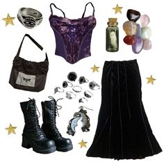 Whimsigoth Lookbook, Whimsic Gothic Outfits, Whimsy Goth Clothes, Whismgothic Outfits 90s, Witchy Goth Outfit, Wimsey Goth Style, Whimsigoth Aesthetic Outfits, Whismgothic Outfits