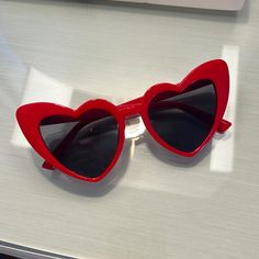 Never Worn Red Heart Sunglasses Aesthetic, Lovecore Accessories, Red Heart Glasses, Red Heart Sunglasses, Sunglasses Aesthetic, Funky Sunglasses, Ralph Lauren Sunglasses, Heart Glasses, Michael Kors Sunglasses