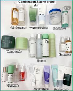 #skincare #combinationskin #acne Acne Combination Skin Skincare, Skincare For Combination Acne Prone Skin, Combo Acne Prone Skin, Best Skincare For Combination Skin, Cleansers For Acne Prone Skin, Best Skincare Products For Acne, Products For Acne Prone Skin, Combination Skin Care Routine, Combination Skin Face Wash