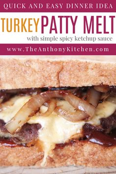 the turkey patty melt sandwich has onions on it