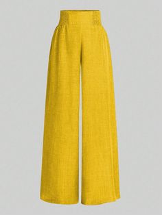 Women's High-Waisted Wide-Leg Flared Pants With Elegant & Fashionable Style Yellow Boho   Woven Fabric Plaid,Plain Flare Leg Non-Stretch  Women Clothing, size features are:Bust: ,Length: ,Sleeve Length: Yellow Pants, Flared Pants, Boho Women, Flare Pants, All Fashion, Women Clothing, Women Clothes Sale, Wide Leg Pants, Woven Fabric