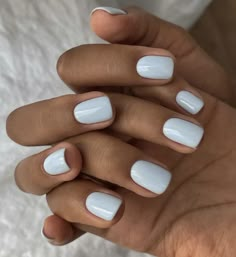 Shirt White Nails, Nails Extra Short, Shellac Nails Summer, Short Squoval, Sns Nails Colors, Nails Extra, Squoval Nails, Short Gel Nails, Manicure Kit