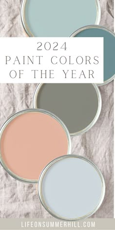 four paint colors in different shades with the title saying, 2012 paint colors of the year