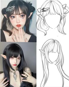 How To Draw Bangs Realistic, Bangs Drawing Tutorial, Hair Bangs Drawing, Fringe Drawing, Bangs Reference Drawing