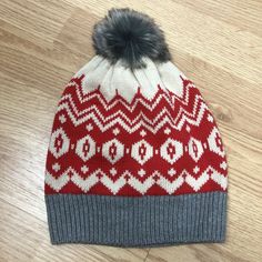 Crazy 8 Fair Isle Girls Hat Size Large 10 12 14 Red/ Gray Pom Pom Top New With Tags Girls Beanie, Beanie Pom Pom, Girl Beanie, Crazy 8, Girl With Hat, Winter Hat, Hat Sizes, Fair Isle, Kids Accessories