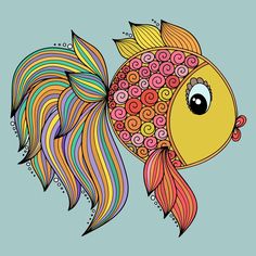 a colorful fish with swirls on it's head