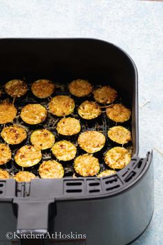 some food is cooking in an air fryer