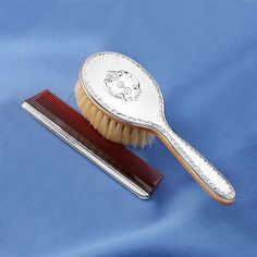 Single Initial - Gorham "Chantilly" Girl's Silver Personalized Brush, Comb Set. Only the best for your little girl's first precious locks. This set from Gorham's "Chantilly" collection features a sterling silver comb and brush, made with boar's hair bristles. The brush can be personalized with a single initial in block or script type. FREE engraving. Made in USA. Hand wash. Brush measures 5 3/4"L. Comb measures 4 1/2"L. Item(s) are safely and securely packaged. Credit Card Images, Vintage Pearl Jewelry, Boar Hair Brush, Brush And Comb Set, Brush And Comb, Pearl Jewelry Shop, Hair Brush Set, Pearl Strands Necklace, Comb Set