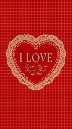 a red book cover with a heart shaped doily on the front and bottom corner