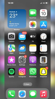 an iphone screen with various icons on it