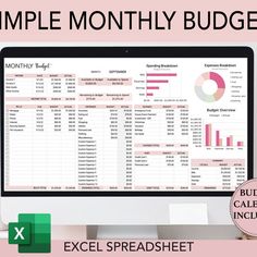 an excel spreadsheet with the words simple month budget on it in front of a computer