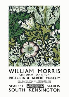 William Morris vintage print poster | exhibition poster | art poster | Foto Muro Collage, Picture Room Decor, Nature Poster, William Morris Art, Museum Poster, Flower Nature, London Underground, Famous Art, Museum Exhibition