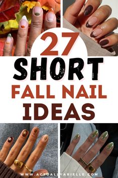 27 Beautiful Short Fall Nails Ideas that are Easy - Actually Arielle Easy Nail Designs For Short Nails Fall, Thanksgiving Nails For Short Nails, Easy Fall Short Nails, Thanksgiving Nails Fall Short, Thanksgiving Nails Fall Colors, Simple Short Fall Nail Designs, Easy Fall Nails Simple Short, Simple Thanksgiving Nails Short, Thanksgiving Nail Ideas Simple Short