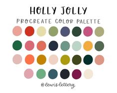 the color palette for holly jollyy's procreate colpe platette