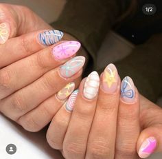 Short Summer Nails, Beachy Nails, Vibrant Nails