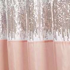 pink curtains with silver sequins on them