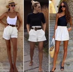 Feminine Casual Outfits, Minimal Summer Style, Capri Outfits, Classy Summer Outfits, Summer Holiday Outfits, European Summer Outfits, Vegas Outfit, Summer Shorts Outfits