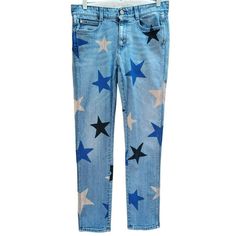 "Stella McCartney Women's Blue Star Printed Denim Jeans Size 25 Made in Italy Designer Printed Item is in good, pre-owned condition. Retails for $210 Measurements are approximately as follows: Waist: 29\" Length of leg (waist to hem): 37\" Inseam: 28\" Pant leg width: 5\" Rise: 9\" We ship most items the next business day. Please contact us with any questions. We are happy to combine shipping when possible. Thank you! Features: * Blue Star Size: Womens 25 Condition: Pre-Owned Good" Couch Bag, Stella Mccartney Jeans, Printed Denim Jeans, Womens Jeans, Printed Denim, Blue Star, Star Print, Stella Mccartney, Denim Jeans