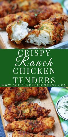 If seriously tasty chicken strips are your thing, then Crispy Ranch Chicken Tenders are for you!  Loaded with all the flavor of buttermilk and Ranch seasoning, these chicken tenders are bound to become your favorite easy fried chicken recipe. Easy Chicken Tender Dinner, Healthy Chicken Italian Recipes, Ranch Seasoning Dinner Recipes, Turkey Tender Recipes, Delicious Southern Dinner Recipes, Quick Chicken Strip Recipes, Hordovers Easy Recipes, Chicken Strip Appetizers, Chicken Breast Appetizer Recipes