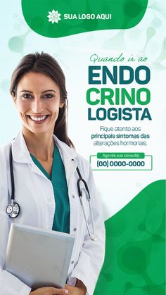 a woman doctor holding a laptop computer in her hands with the caption endo crino logistaa