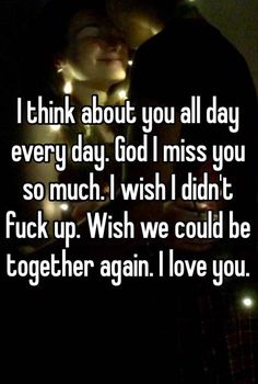 two people kissing in the dark with text that reads i think about you all day every day