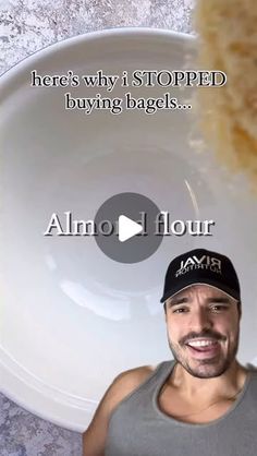 a man standing in front of a white plate with food on it that says, here's why it stopped buying bags