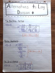 a piece of paper with some writing on it that says, alternatives to long division