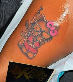 a person with a tattoo on their leg