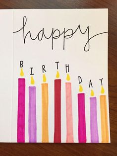 a happy birthday card with candles on it