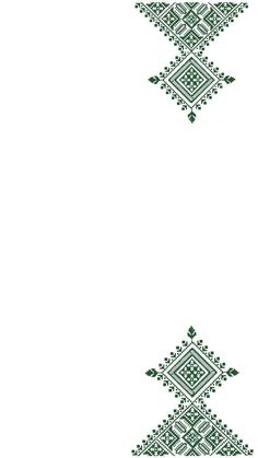 two green and white designs on a white background