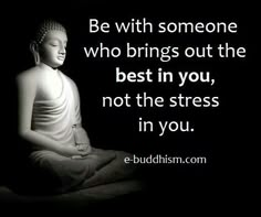 buddha sitting in the middle of a black and white photo with a quote on it