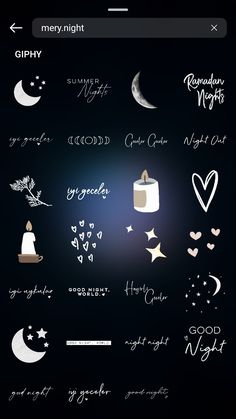 an image of the moon and stars in the night sky with words written on it