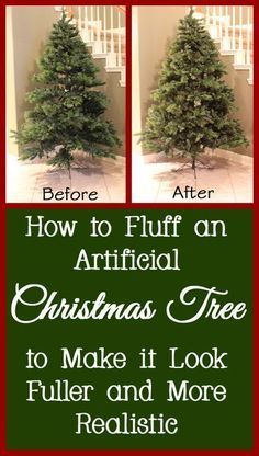 the before and after image shows how to make a fake christmas tree look like it has been