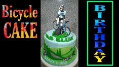 a birthday cake with a skeleton riding a bike on it and the words bicycle cake below