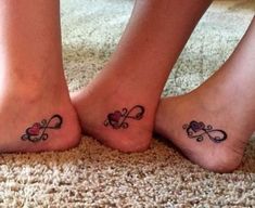 two people with matching tattoos on their feet