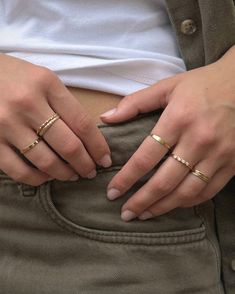 Our delicate rings are designed for stacking but we also love how daint they can be when worn solo. Your options are endless. three-ring stacking set hypoallergenic 14k gold-filled DON'T KNOW YOUR RING SIZE? No prob - we've got you covered - try our ring sizer to get the perfect fit. Shop Ring Sizer Ring Combo, Dainty Gold Ring Stack, Simple Ring Stack, Indie Rings, Solitaire Ring Stack, Ring Stack Gold, Rings Stack, Everyday Ring Stack, Stack Rings