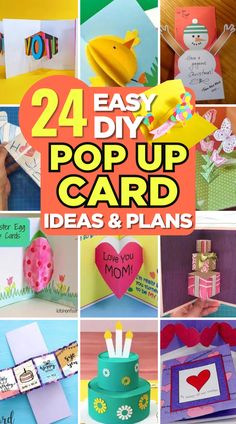 many different pictures with the words, easy diy pop up card ideas and plans