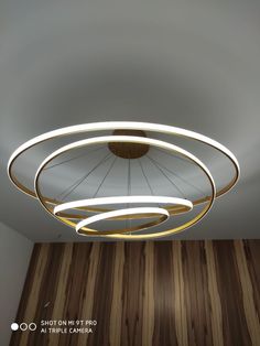 a circular light fixture hanging from the ceiling