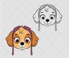 a cartoon dog's head with two ears and one nose, which has been drawn in