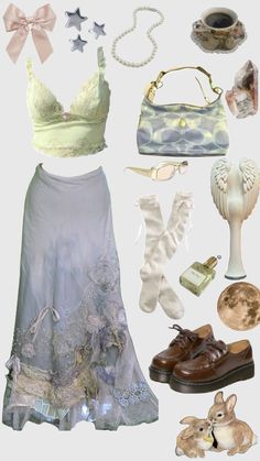 Mermaid Outfit Casual, Aquamarine Inspired Outfits, Mermaid Concert Outfit, Pastel Boho Outfit, Mermaid Clothes Aesthetic, Etheral Outfit Ideas, Aphrodite Aesthetic Outfit, Mermaid Outfit Aesthetic, Mermaid Aesthetic Outfit