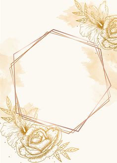 an image of a rose and hexagonal frame on a beige background with watercolor stains