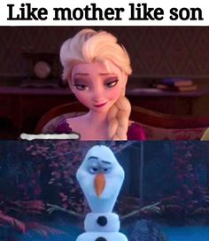 an image of frozen princess and the caption that says, i like mother like son