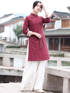 Chinese Fashion Traditional, Qipao Outfit, Modern Chinese Fashion, Chinese Shirt, Chinese Element, Chinese Clothing, Curvy Girl Outfits, Linen Clothes