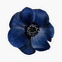 a blue flower sticker on a white background