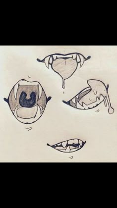 four different faces drawn on paper with one eye open and the other half closed,