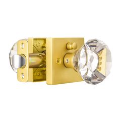 an image of a door handle with crystal knobs