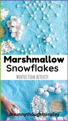 marshmallow snowflakes with text overlay