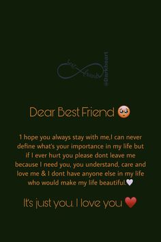 a poem with the words dear best friend on it