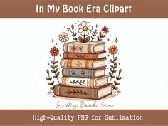 a stack of books sitting on top of each other with the words in my book era clipart